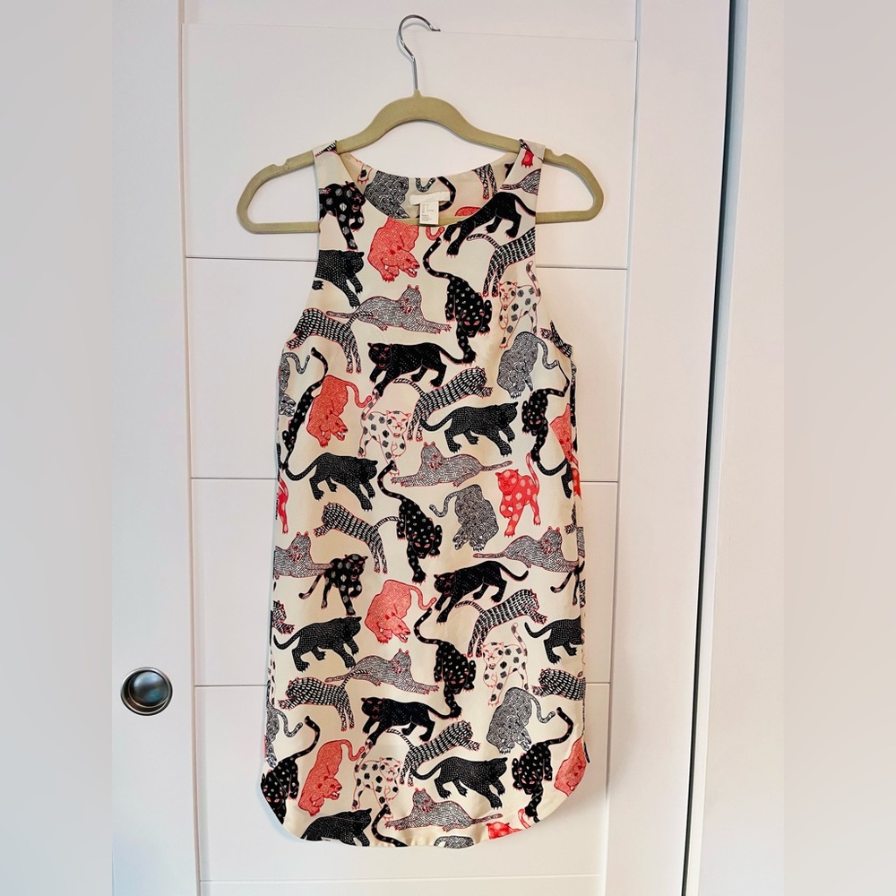 H&M shift dress with retro wild cat print size 2